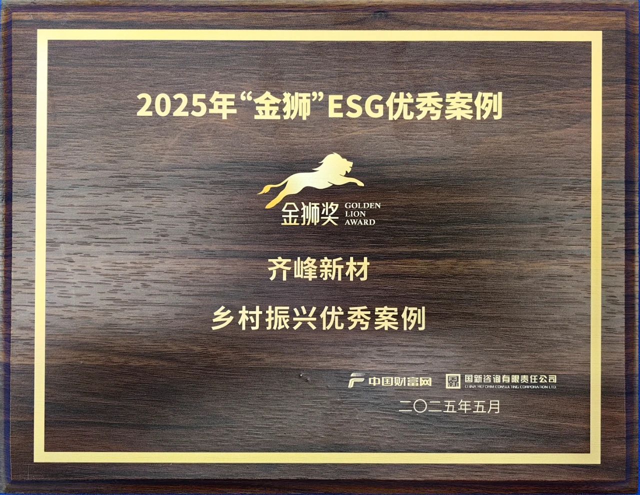2025年5月9日沙巴电竞新材入选2025“金狮”ESG——乡村振兴优秀案例